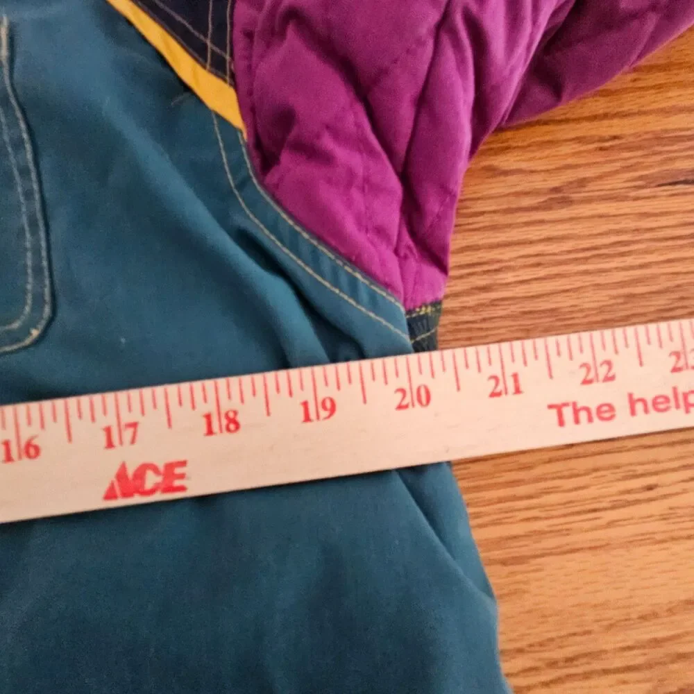 Andy Johns Kids Coat Girls M 10-12 Teal Front Plaid Back Purple Quilted Sleeves